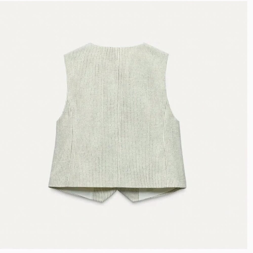 Zara Pinstriped Matching vest and jean set - size L - Picture 5 of 12